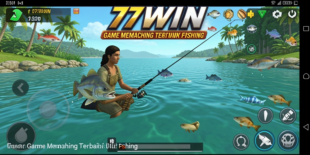 Screenshot gameplay 77WIN menunjukkan keseruan menangkap ikan.