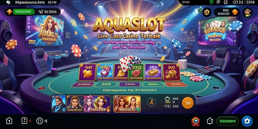 Tampilan gameplay AQUASLOT dengan dealer langsung di meja permainan.