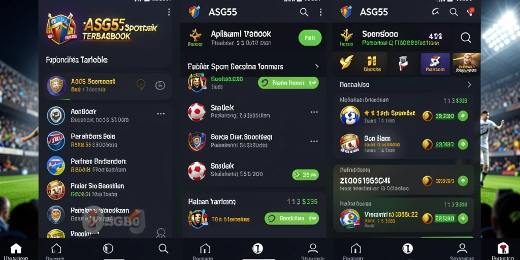 Tampilan gameplay taruhan olahraga di aplikasi ASG55.
