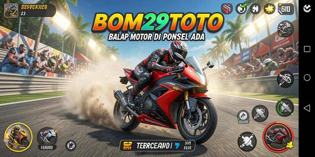 Tampilan langsung gameplay seru balap motor di BOM29TOTO.
