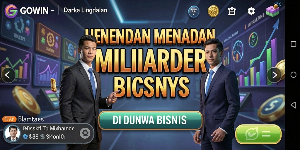 Tampilan gameplay GOWIN yang menampilkan strategi bisnis yang menarik.