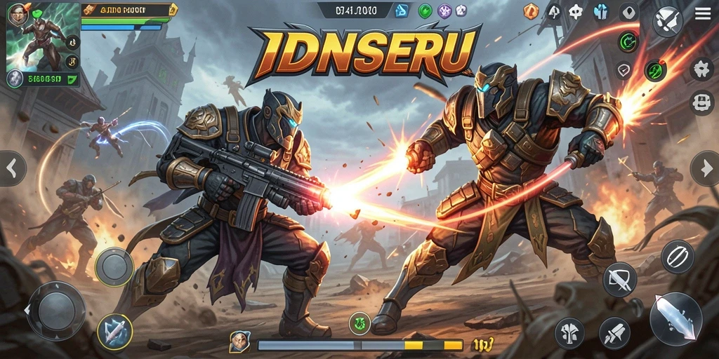 Tampilan aksi seru di arena pertarungan IDNSERU yang menegangkan.