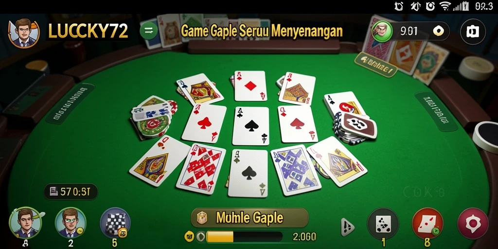 Tampilan gameplay seru LUCKY72 yang menampilkan strategi Gaple.