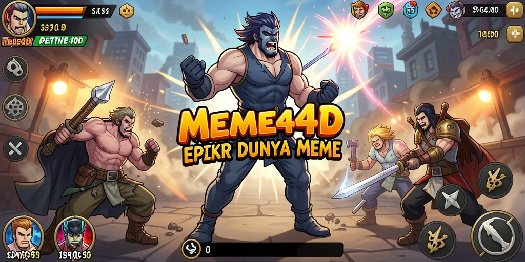 Screenshot gameplay MEME4D yang menunjukkan aksi pertarungan seru.