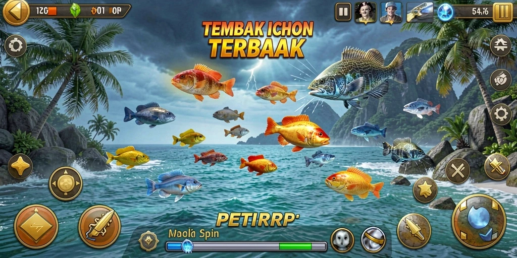 Tampilan gameplay menembak ikan yang seru dan menarik.