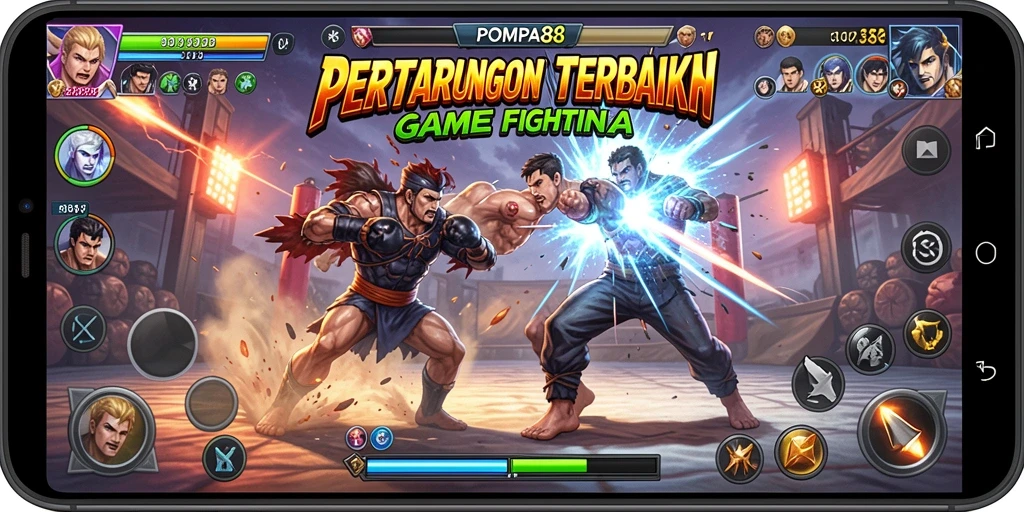 Screenshot POMPA88 menunjukkan karakter dalam aksi pertarungan yang mengesankan.