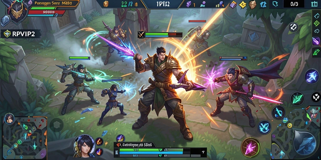 Screenshot utama RPVIP2 menampilkan aksi intens dalam gameplay MOBA.