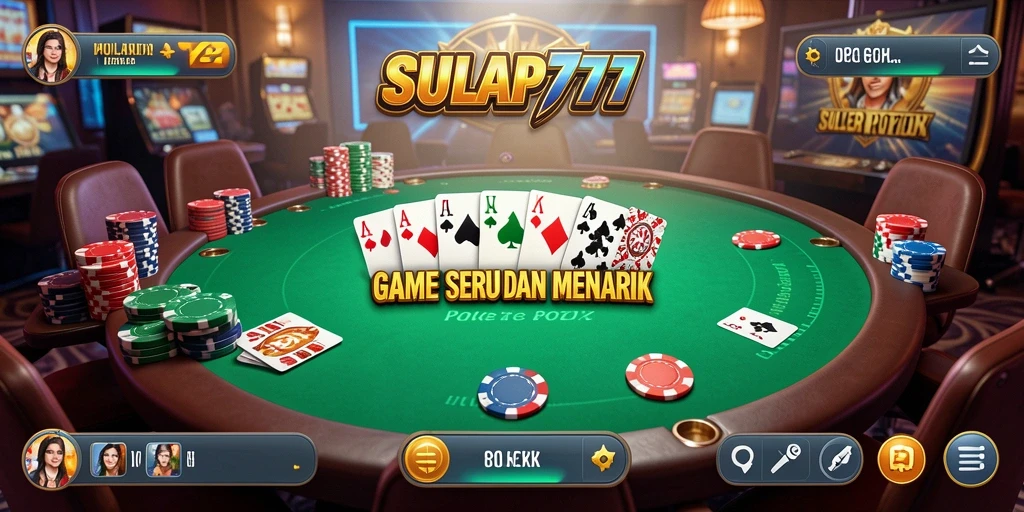Tangkapan layar gameplay SULAP777 yang menunjukkan aksi poker yang mendebarkan.