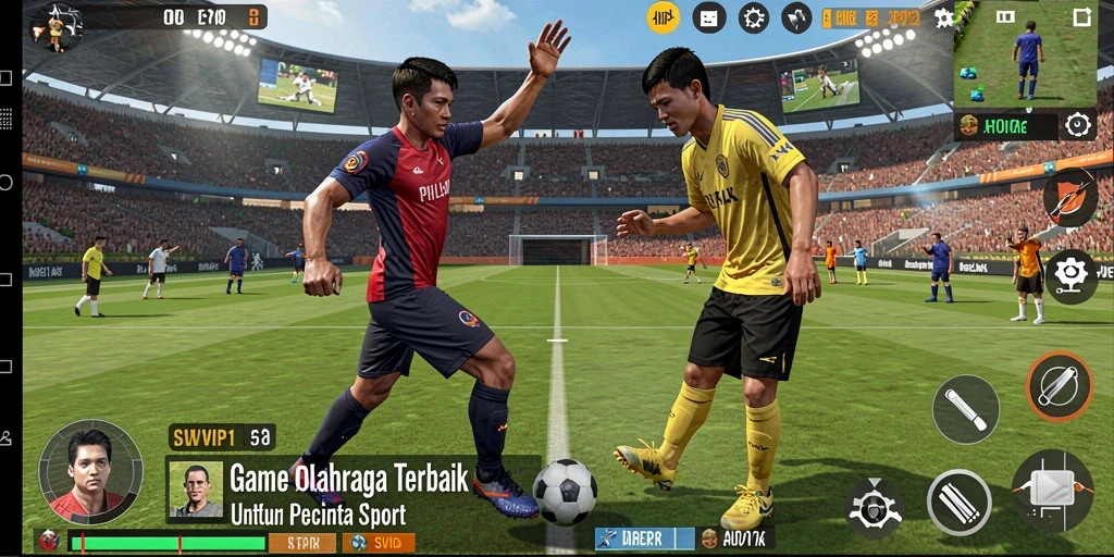 Tangkapan layar SVIP1 menampilkan aksi pertandingan olahraga yang mendebarkan.